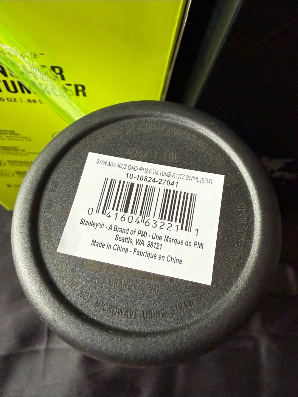 New Stanley 40oz Special Spider Web Black Tumbler with Neon Green Lid and Straw - Picture 9 of 12